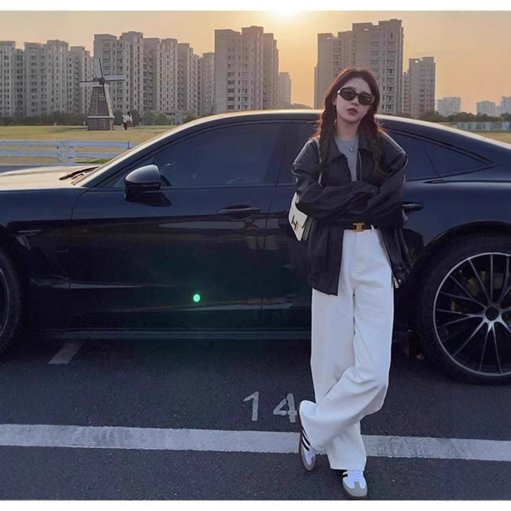 Fashion Wide-leg White Jeans For Women