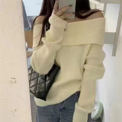 Off-shoulder Shoulder-baring Casual Sweater Women