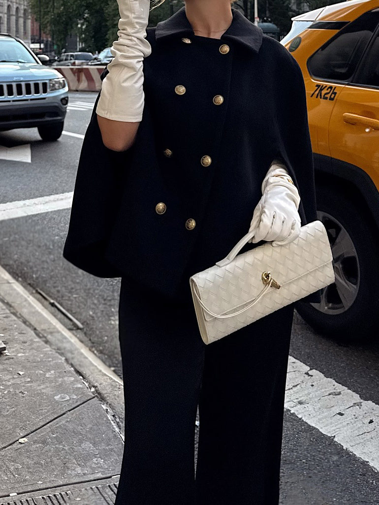 Black Double - Breasted Cape