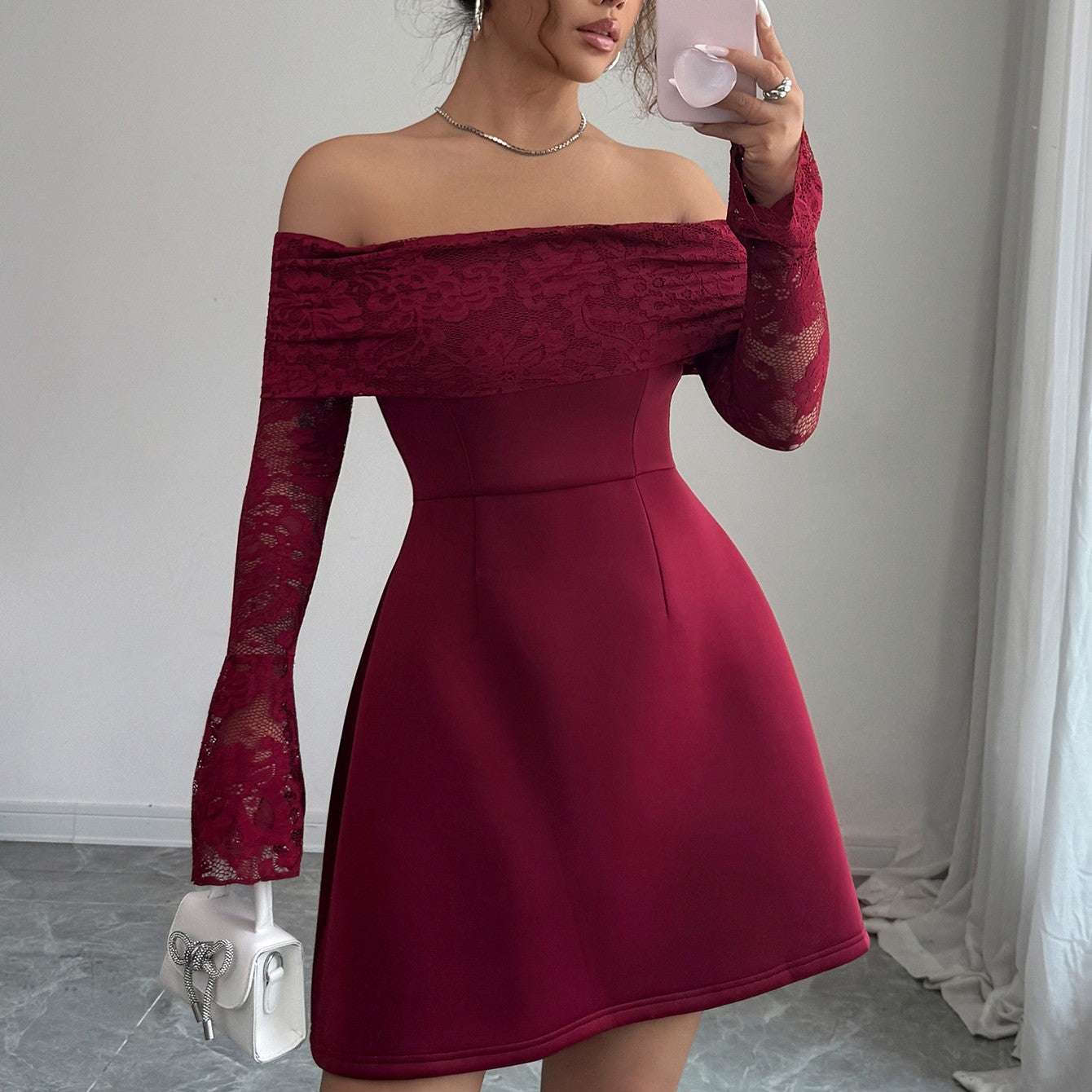 Lace Long Sleeve Maxi Dress Women's Clothing