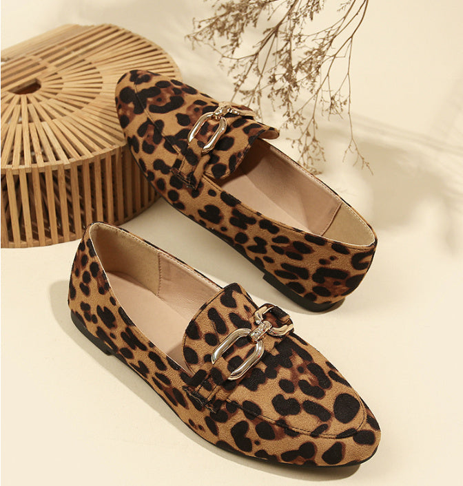 Leopard Print Casual Soft Bottom Pumps Women Casual Shoes Round Toe Flats