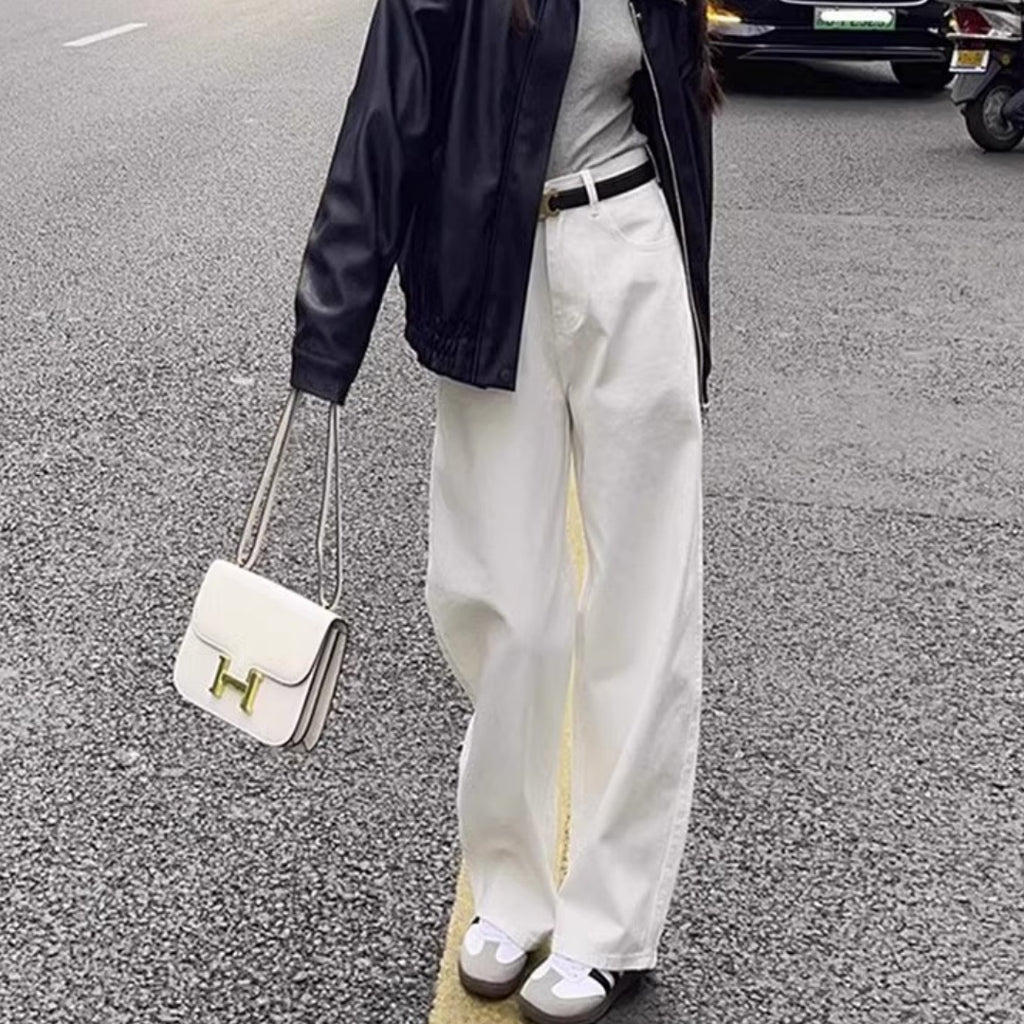 Fashion Wide-leg White Jeans For Women