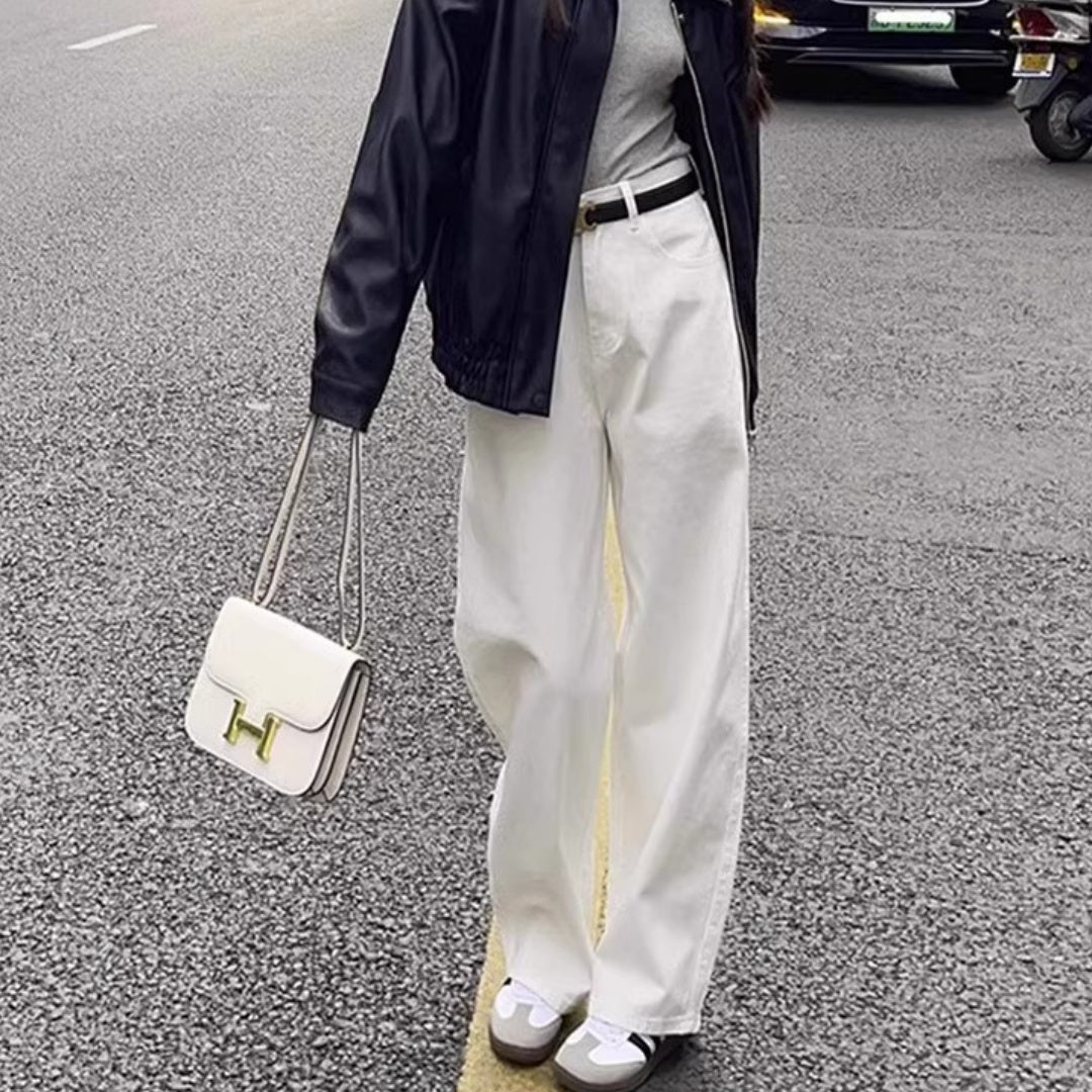 Fashion Wide-leg White Jeans For Women