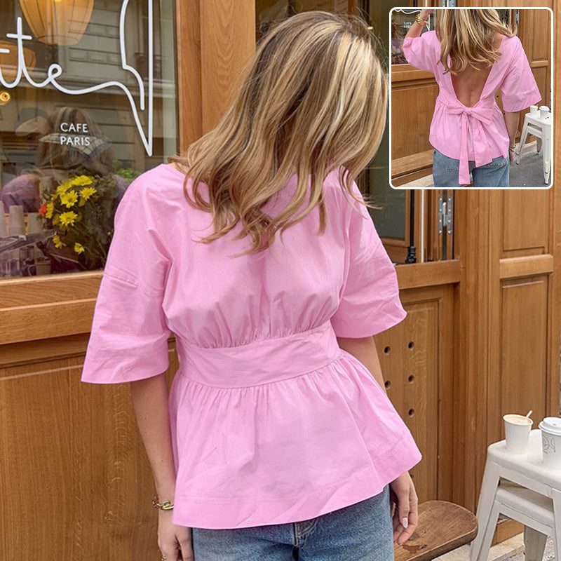Top met Open Rug & Strikdetail - Moe