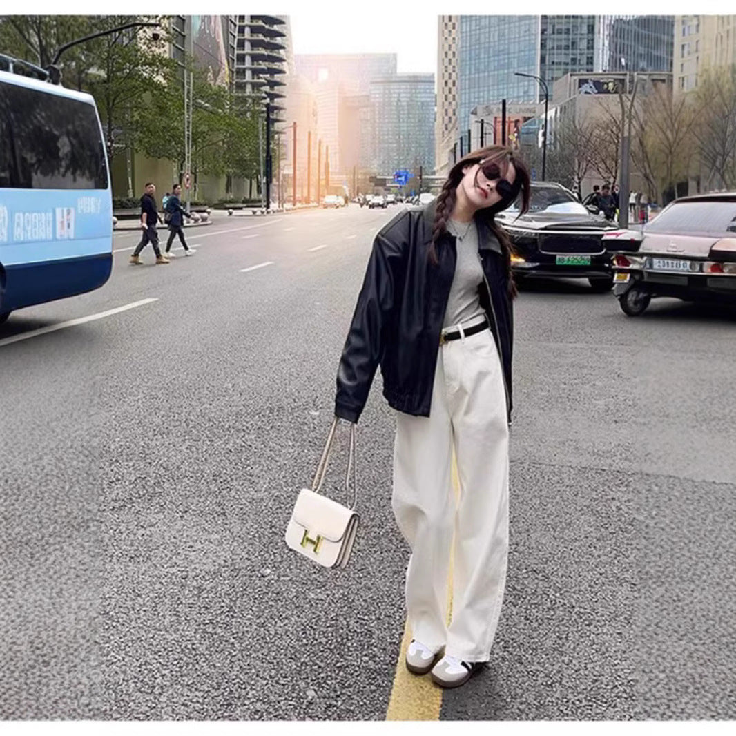 Fashion Wide-leg White Jeans For Women