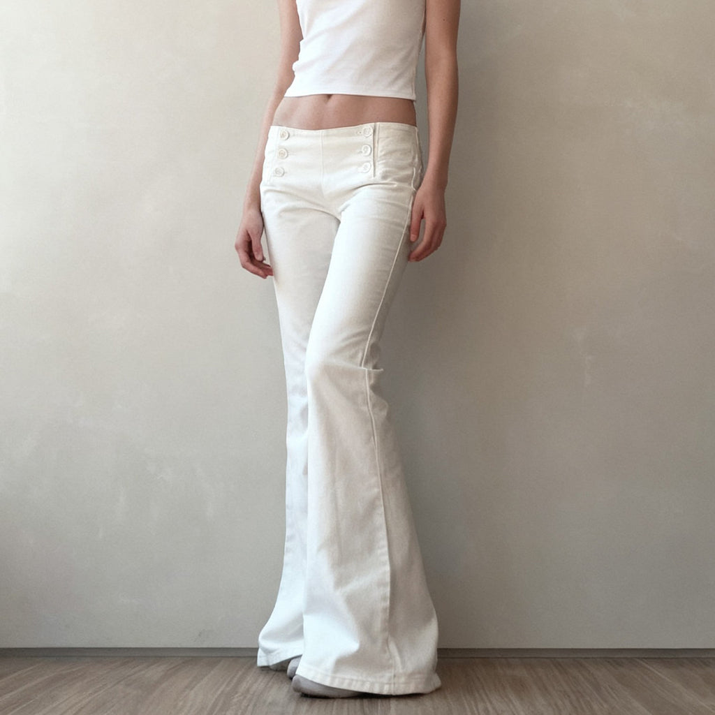 Design Breasted Access Control Waist Slimming And Hip Lifting Denim Trousers