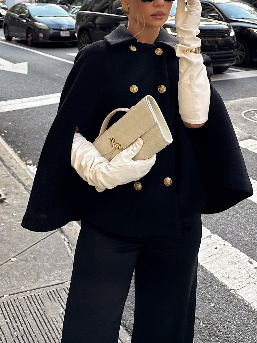 Black Double - Breasted Cape