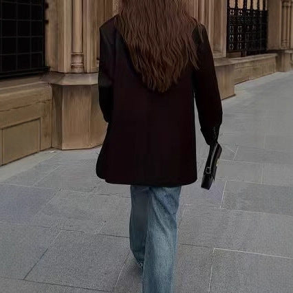 Retro Loose Black Women's Suit Jacket