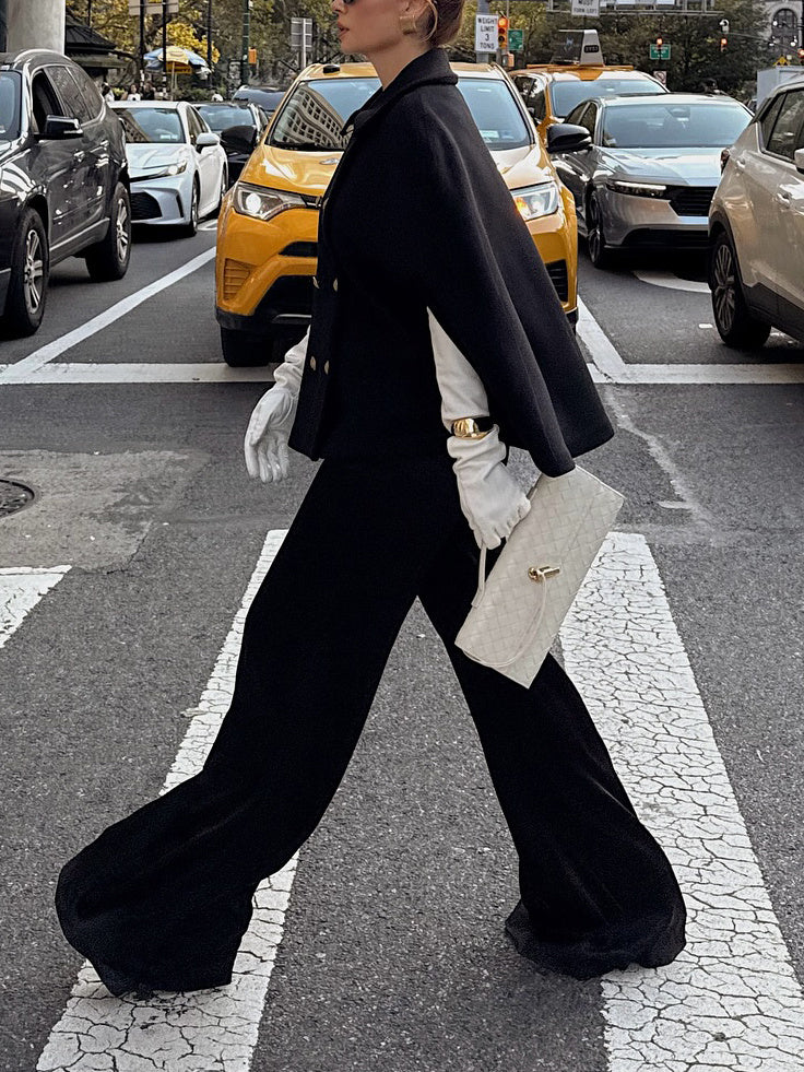 Black Double - Breasted Cape