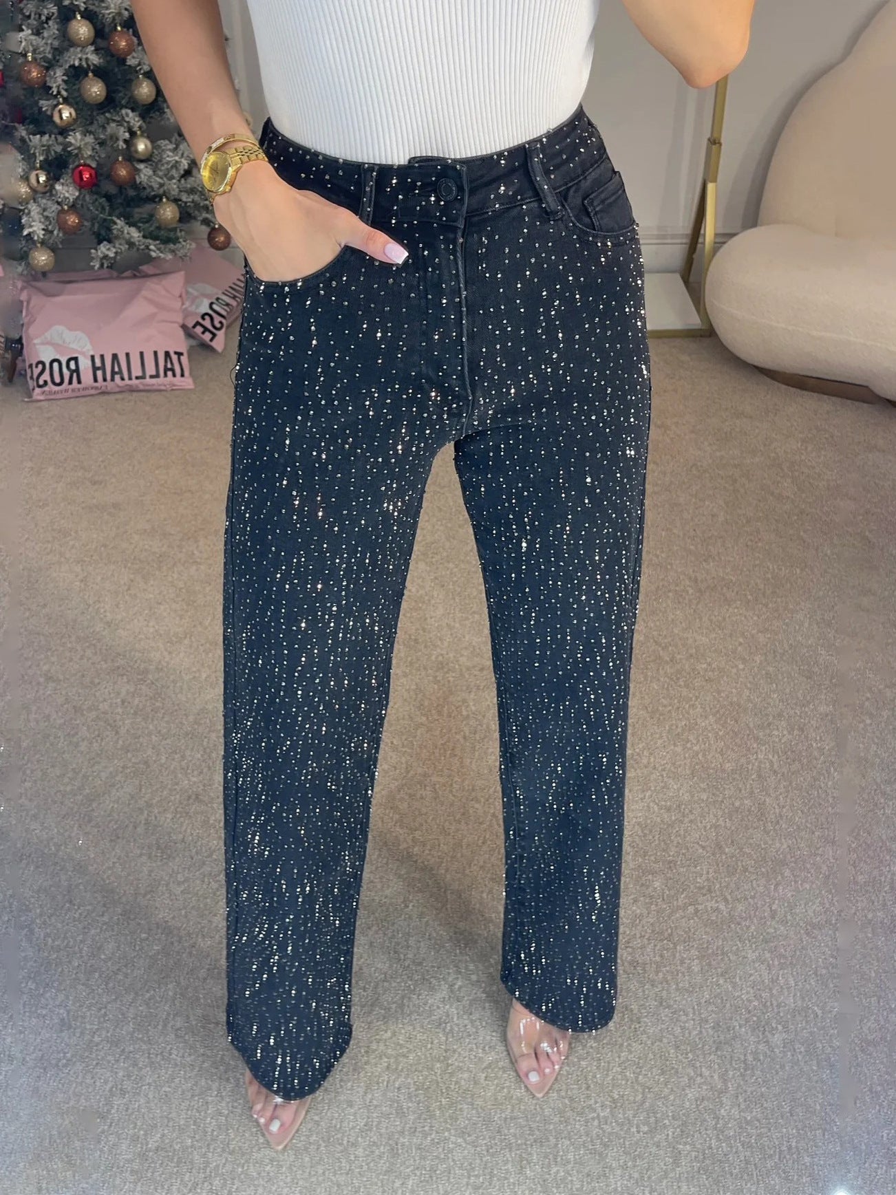 Lena High Waist Glitterjeans