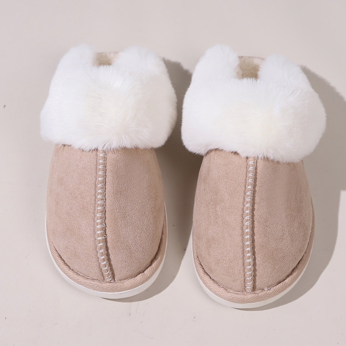 Cotton Slippers Autumn And Winter Fleece-lined Home Fur Toe Cap