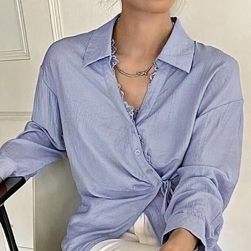 Isla Lace-Up Cardigan Blouse