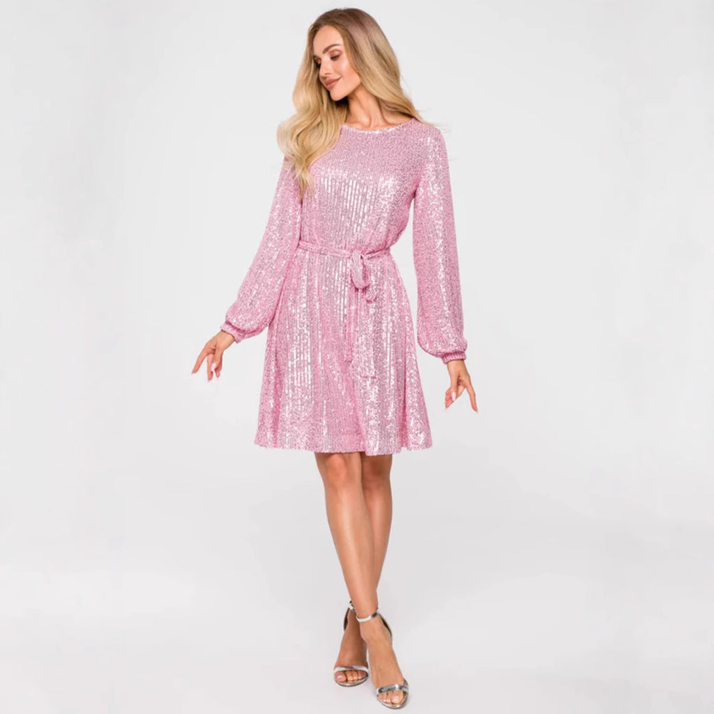 Glittering Beaded Dress For Holiday Party