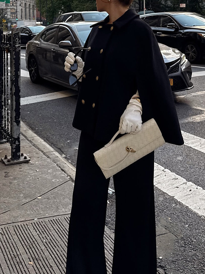 Black Double - Breasted Cape