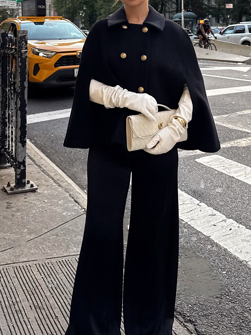 Black Double - Breasted Cape