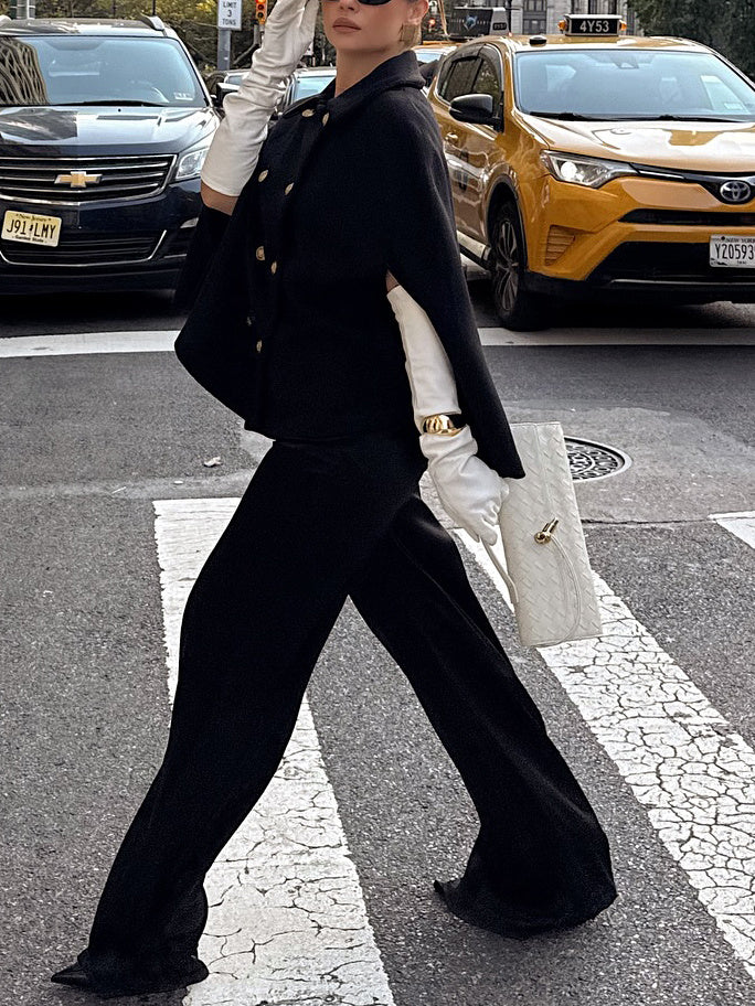 Black Double - Breasted Cape