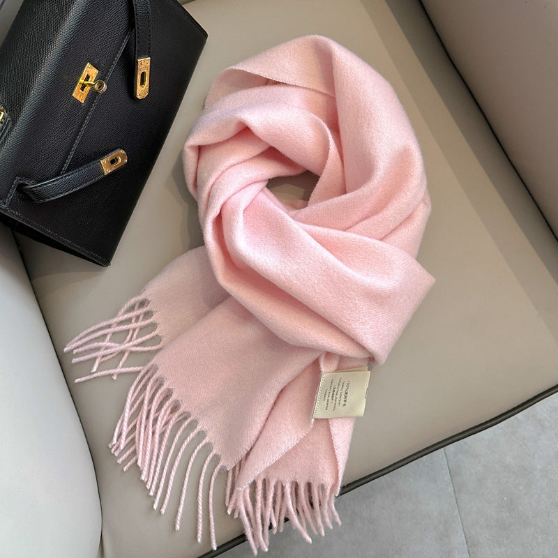 Pure Wool Students Warm-keeping All-matching Tassel Narrow Scarf Couple Wholesale