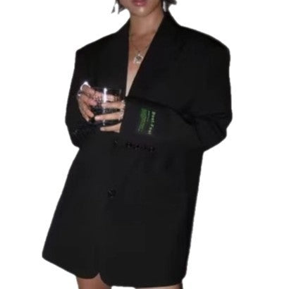 Retro Loose Black Women's Suit Jacket