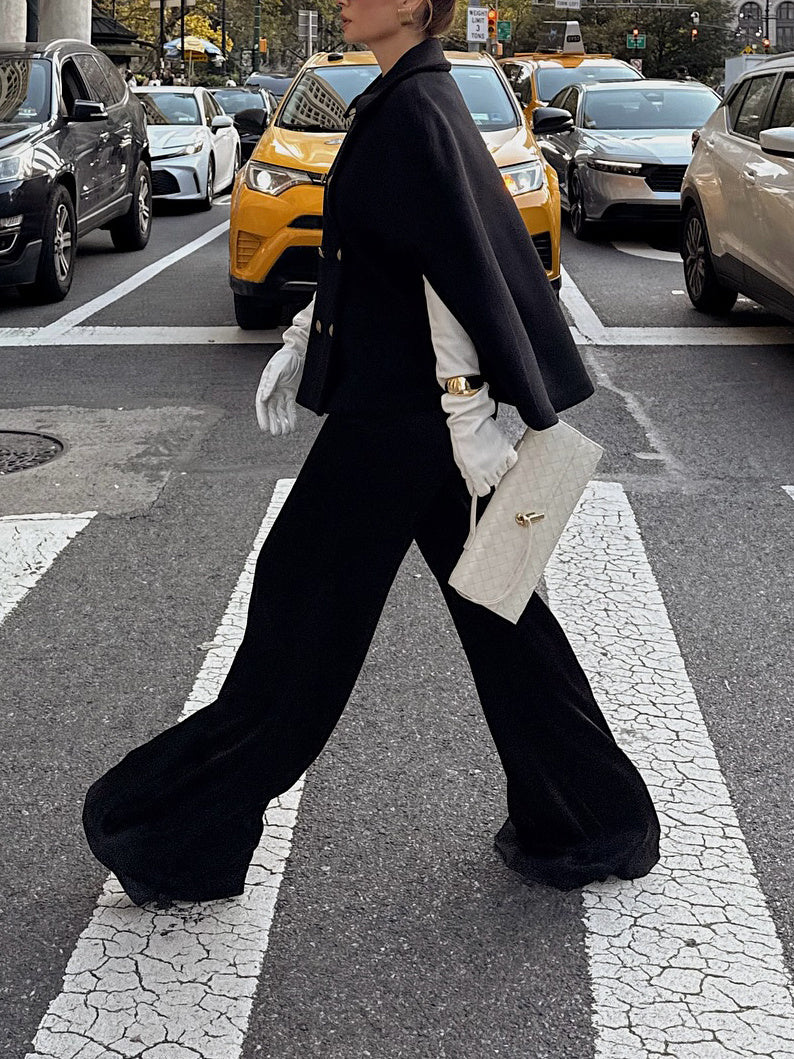 Black Double - Breasted Cape